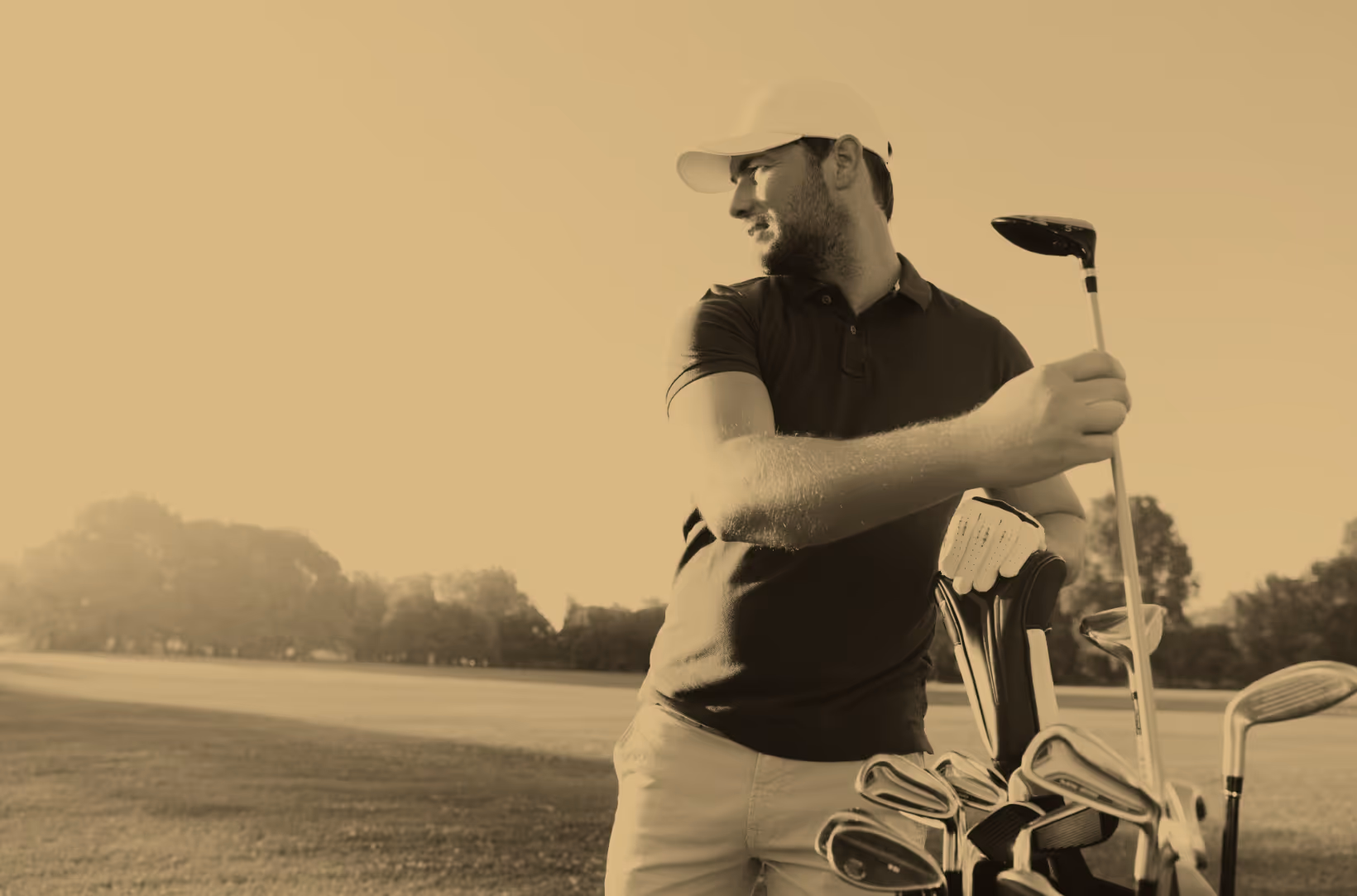 A person playing golf