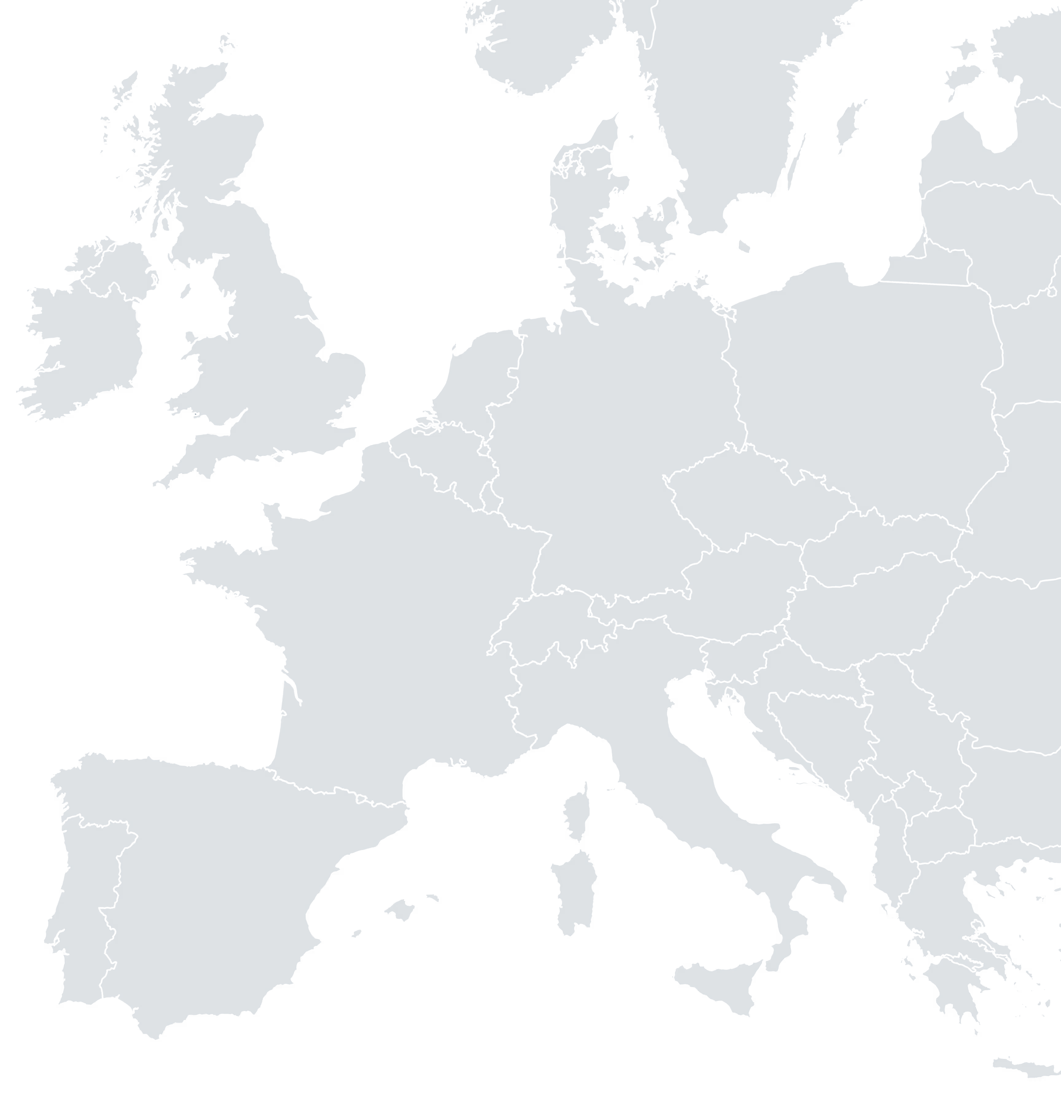 Une carte de l'europe qui indique les différentes villes importantes accessible avec Chronos: Londres, Bruxelles, Berlin, Paris, Vienne, Zagreb, Rome, Madrid, Amsterdam, Le Mans, Stuttgart, Innsbruck, Milan, Nice, Figari, Toulouse